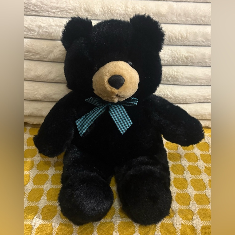 Vintage Black Teddy Bear with Bow